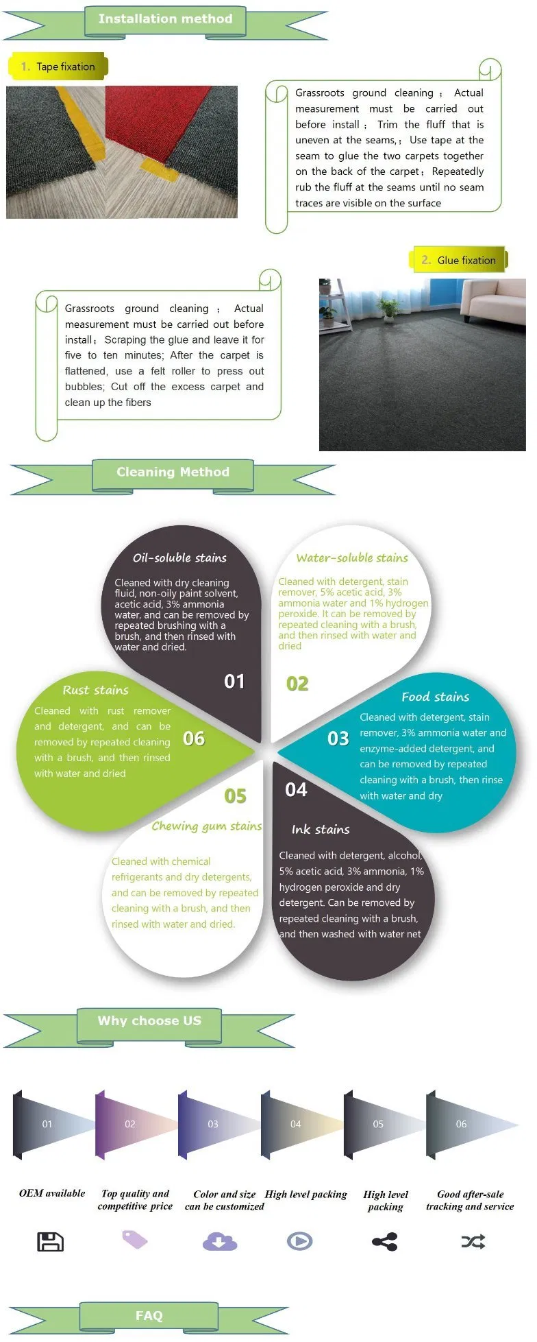 Pure Colour Resist Fatigue Loop Pile Net Backing PP Material Floor Carpet Rugs in Rolls for Commercial