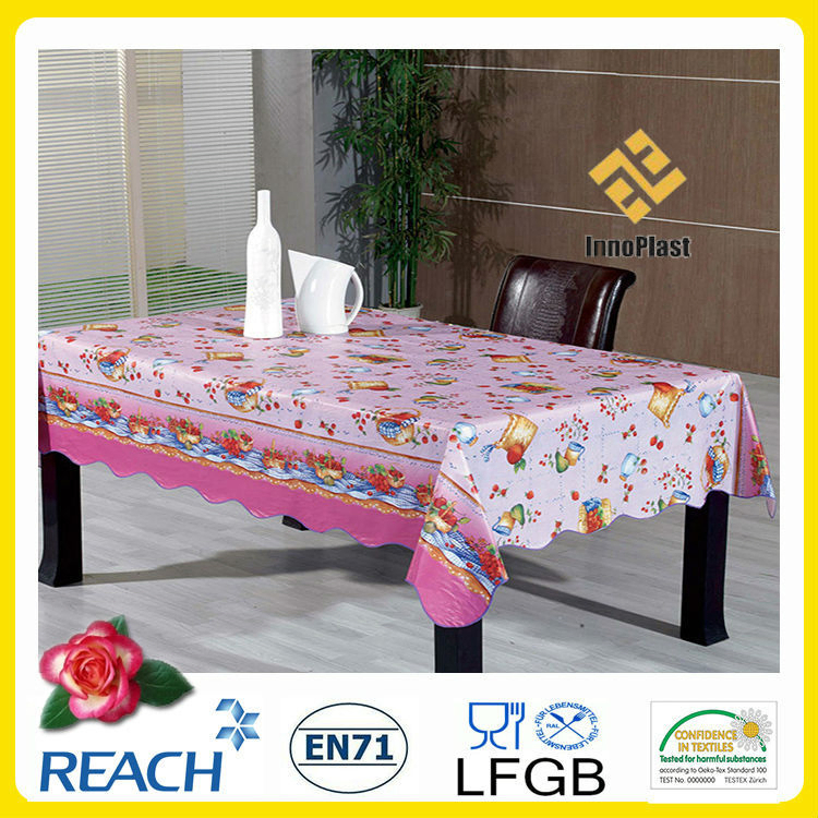PVC /PEVA Printed Table Cloth with Nonwoven LFGB Oko-Tex 100 (TJ0425)
