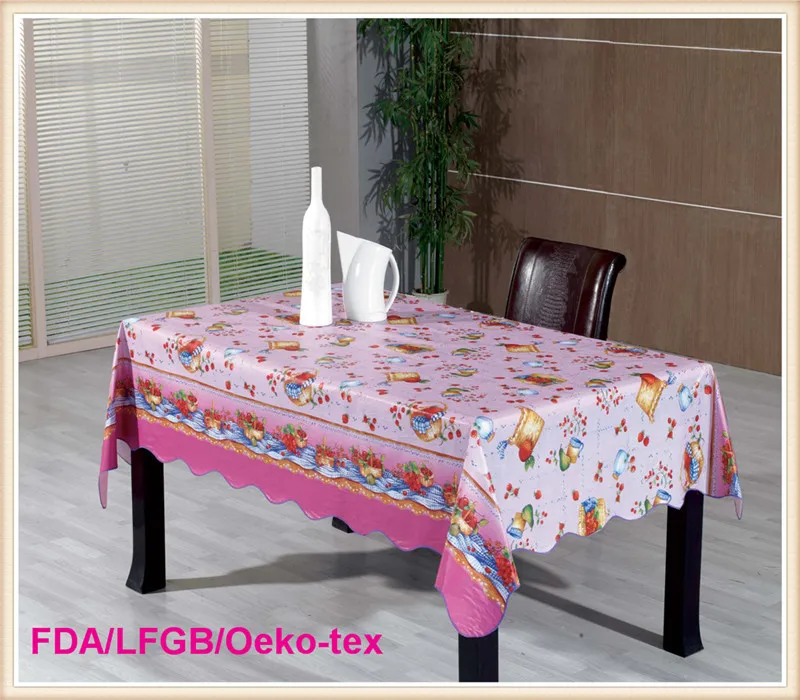 PVC /PEVA Printed Table Cloth with Nonwoven LFGB Oko-Tex 100 (TJ0425)