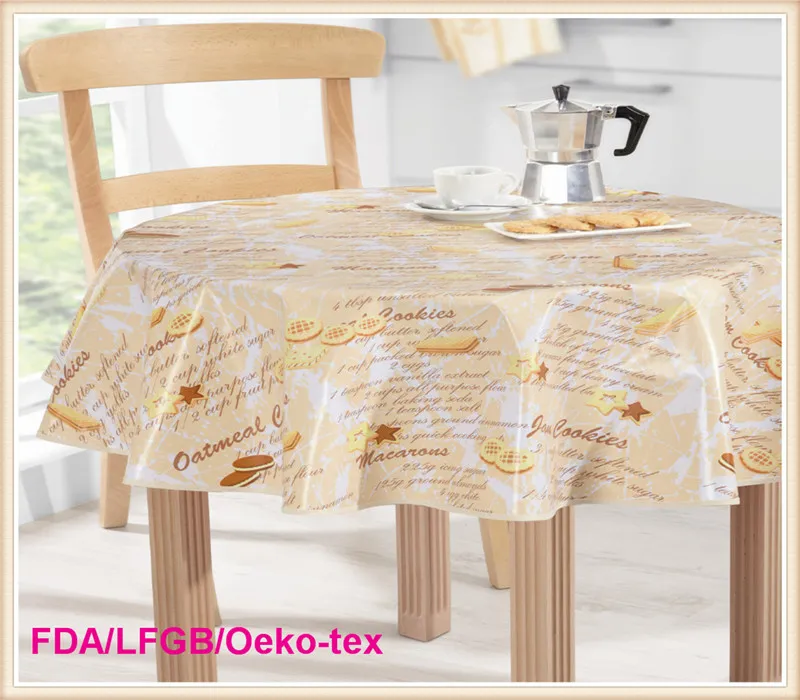 PVC /PEVA Printed Table Cloth with Nonwoven LFGB Oko-Tex 100 (TJ0425)