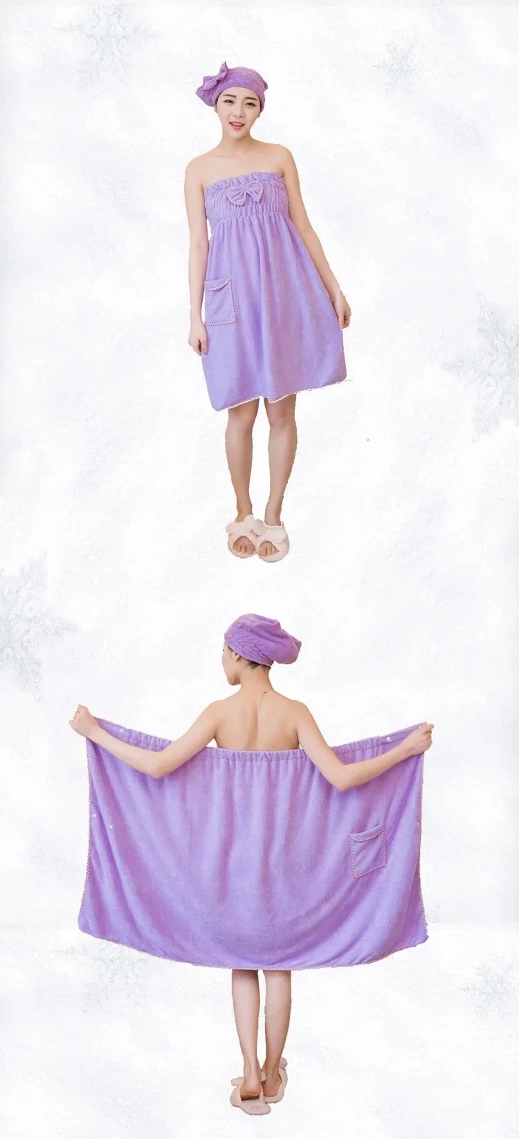 Quick-Dry Customized Wholesale Thick Bath Skirt Bathrobe for Fashion Lady Girl