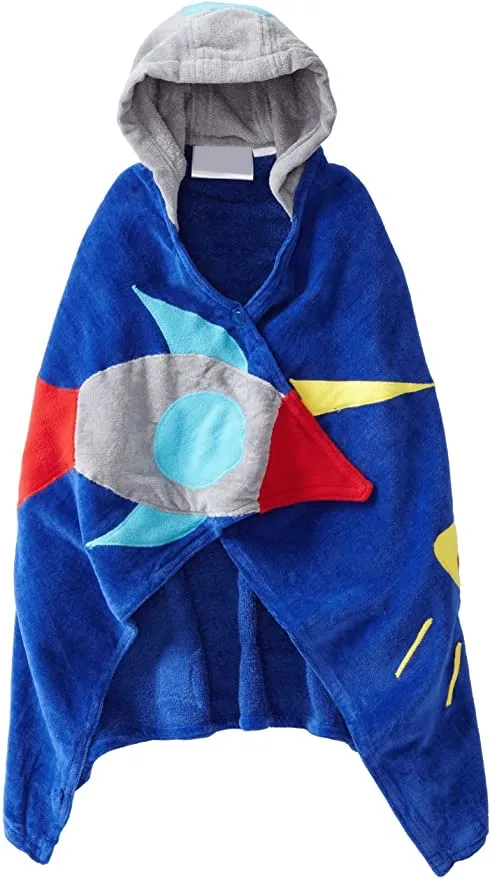 Space Hero All-Cotton Hooded Blue Towel for Boys