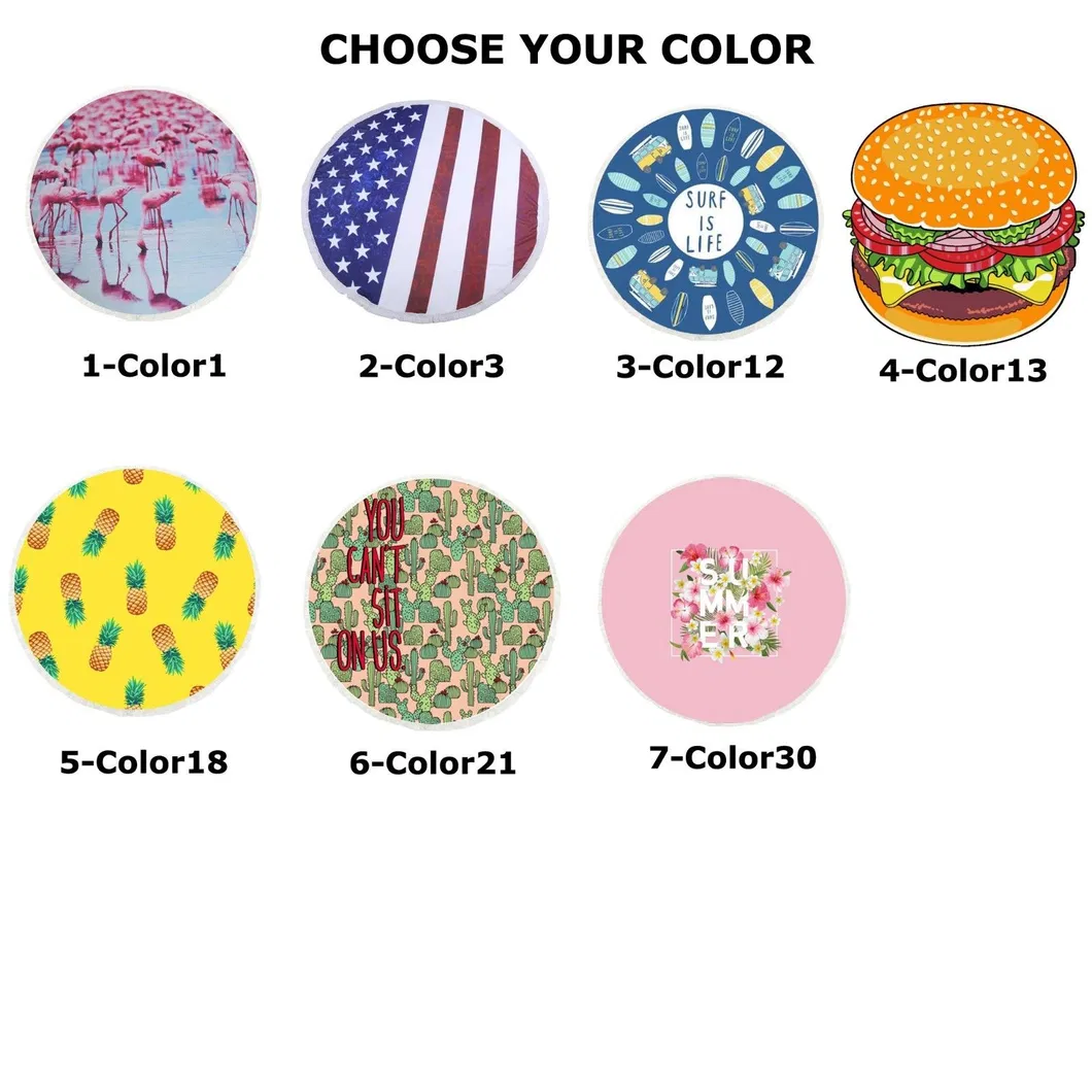 Summer Pool Blanket Picnic Mat Round Beach Throw Towel with Tassel