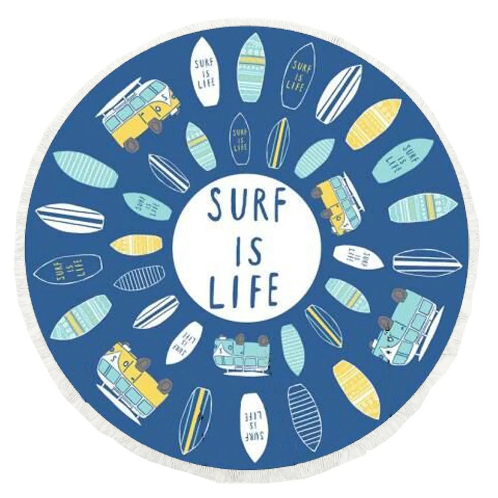 Summer Pool Blanket Picnic Mat Round Beach Throw Towel with Tassel