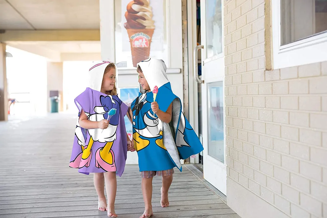 Super Soft & Absorbent 100% Cotton Kids Hooded Poncho with Oeko-Tex