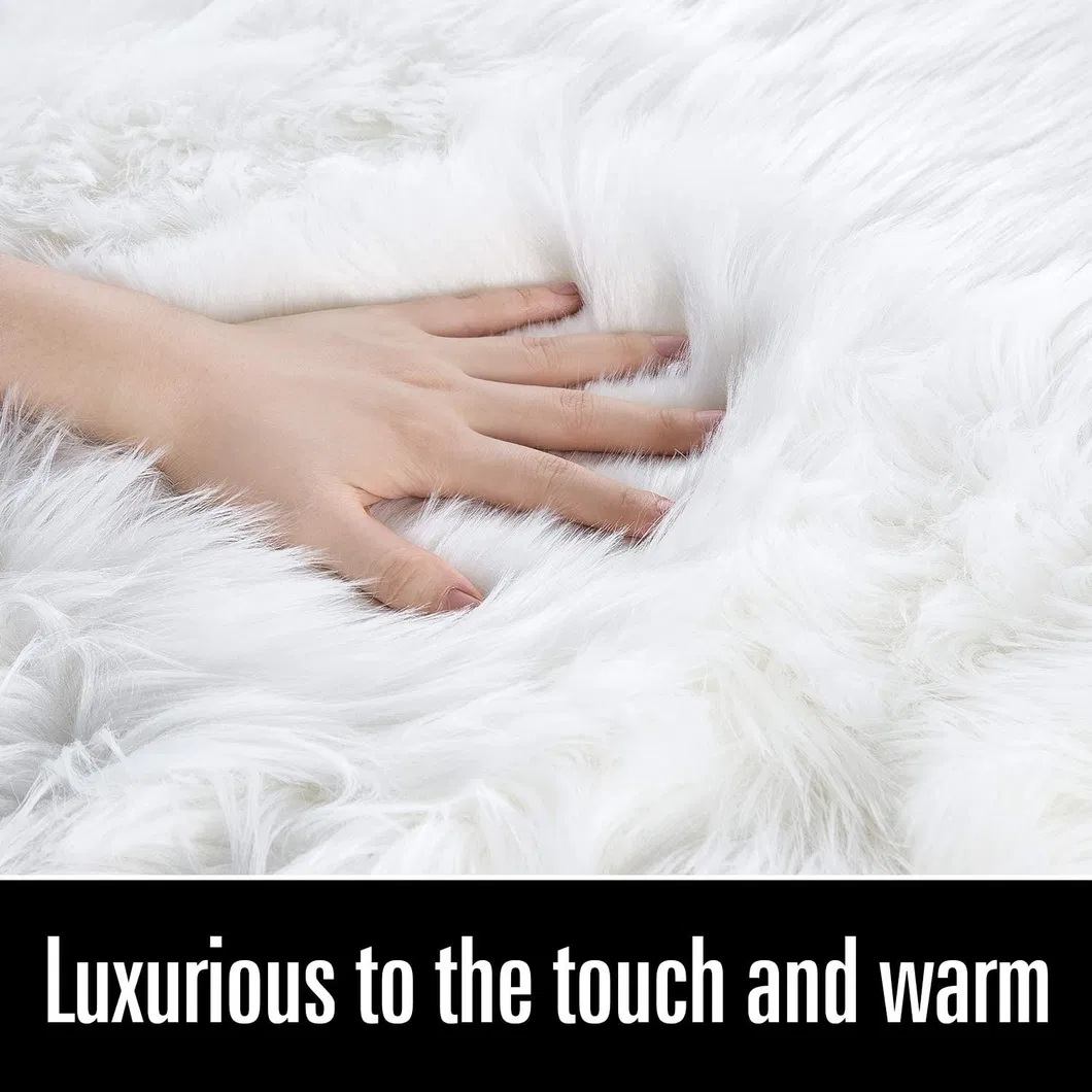 Super Soft White Fluffy Rug Faux Fur Area Rug, Fur Rugs for Bedroom, Fuzzy Carpet for Living Room