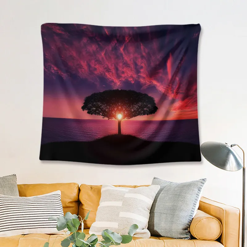 Trees Misty Forest Sunshine Through Wall Hanging Tapestry Nature Tapestry Landscape Hanging for Ceiling Hanging Room