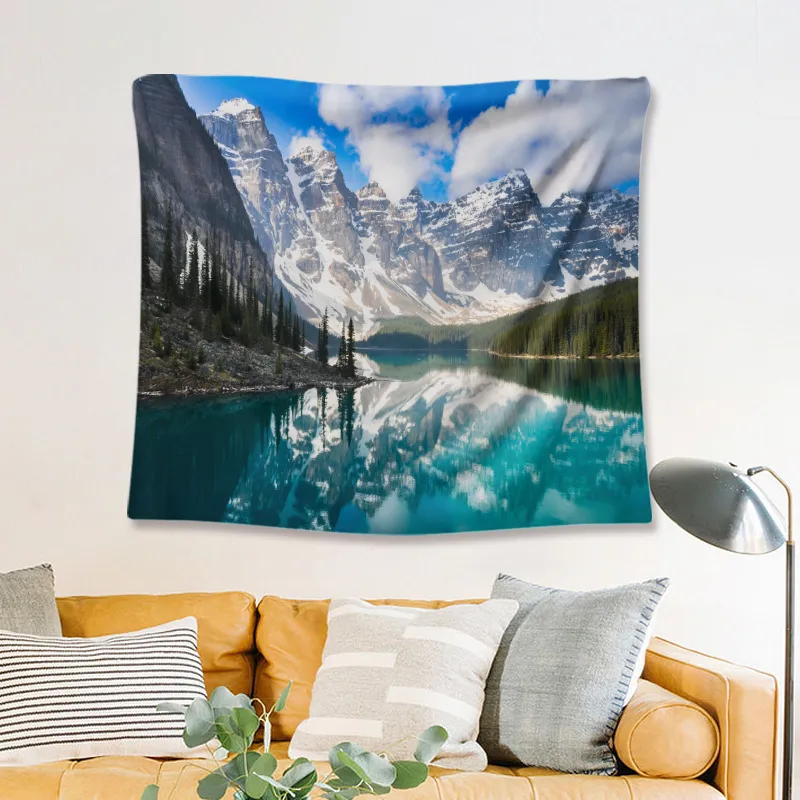 Trees Misty Forest Sunshine Through Wall Hanging Tapestry Nature Tapestry Landscape Hanging for Ceiling Hanging Room