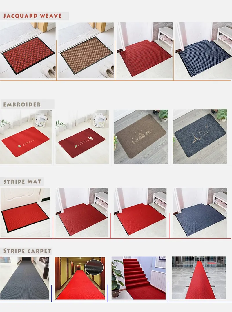 Water Absorb 100% Polyester Heavy Duty Dirt Trapping Plastic Floor Mats for Home