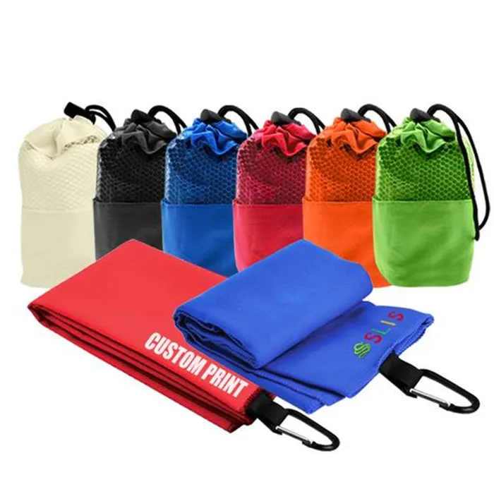 Wholesale Custom Embroidery Microfibre Sports Towel Whit Bag Microfiber Gym Towel Microfiber Towel