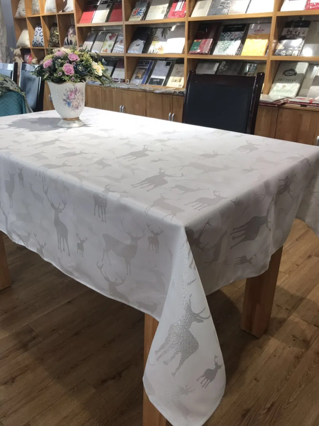 Wholesale Deer Pattern Jacquard 100% Polyester Table Cloth