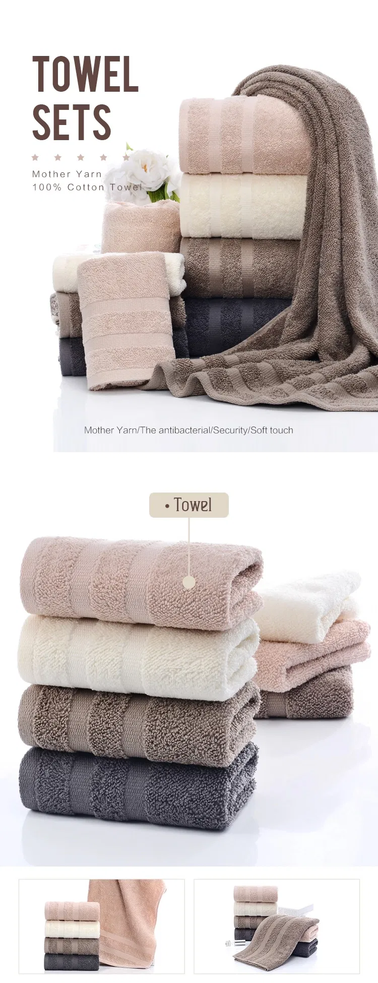 Wholesale Supplier Luxury Bath 600GSM Pure Organic Cotton Towels